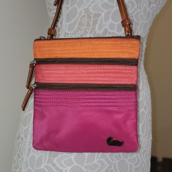 Dooney & Bourke Nylon North South Triple Zip Crossbody Bag Beautiful Colors - Picture 9 of 10